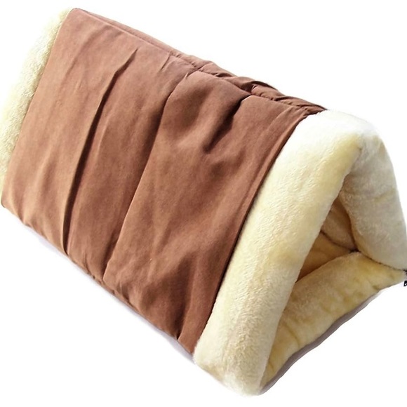 Kitty Cave 2 in 1 Fleece Tunnel or Mat Measures 36" x 23" Flat Color is Tan - Picture 3 of 7